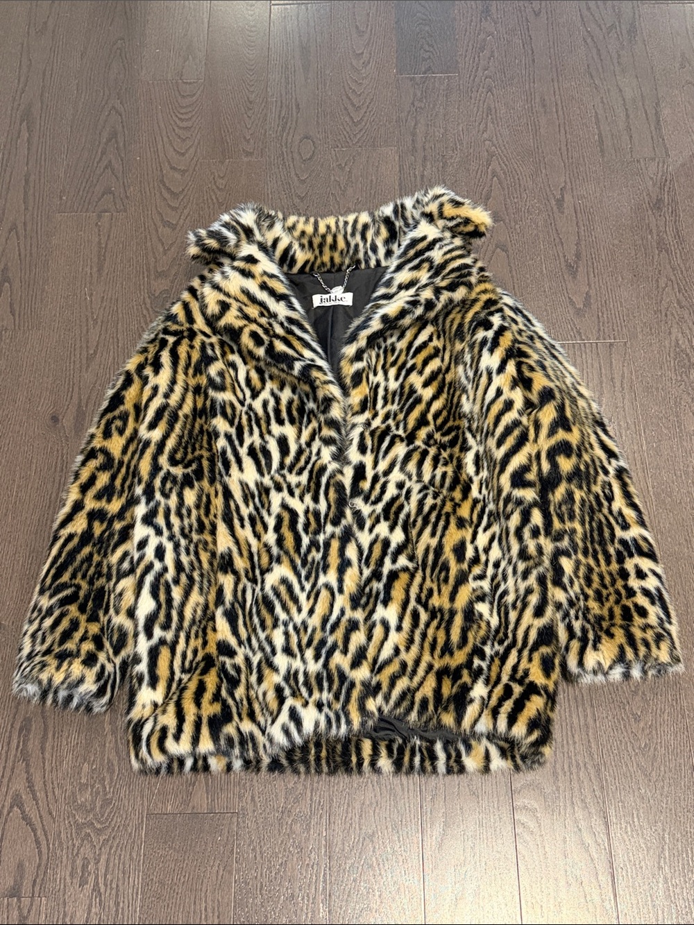 Jakke leopard faux fur jacket size 4